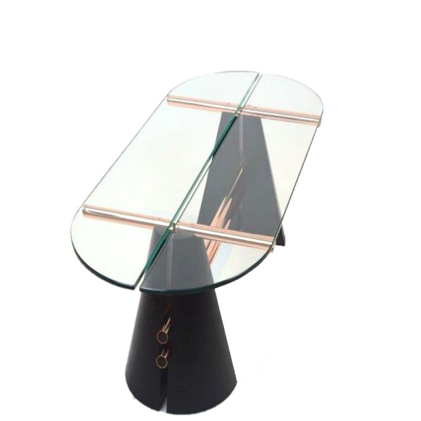 Split Cone Base Coffee Table Ebonized Ash with Copper-image
